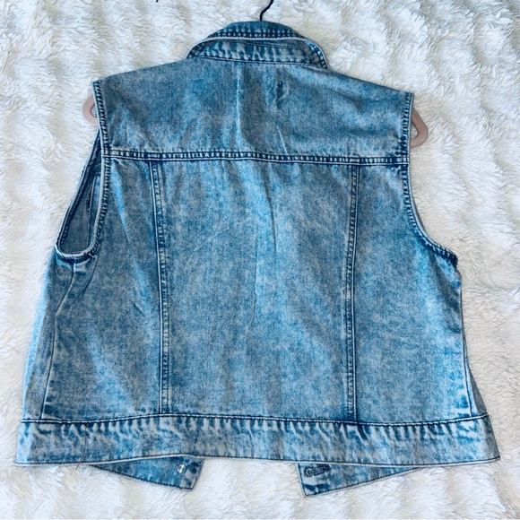 Ci Sono Light Blue Denim Vest with Rhinestones - Picture 2 of 2